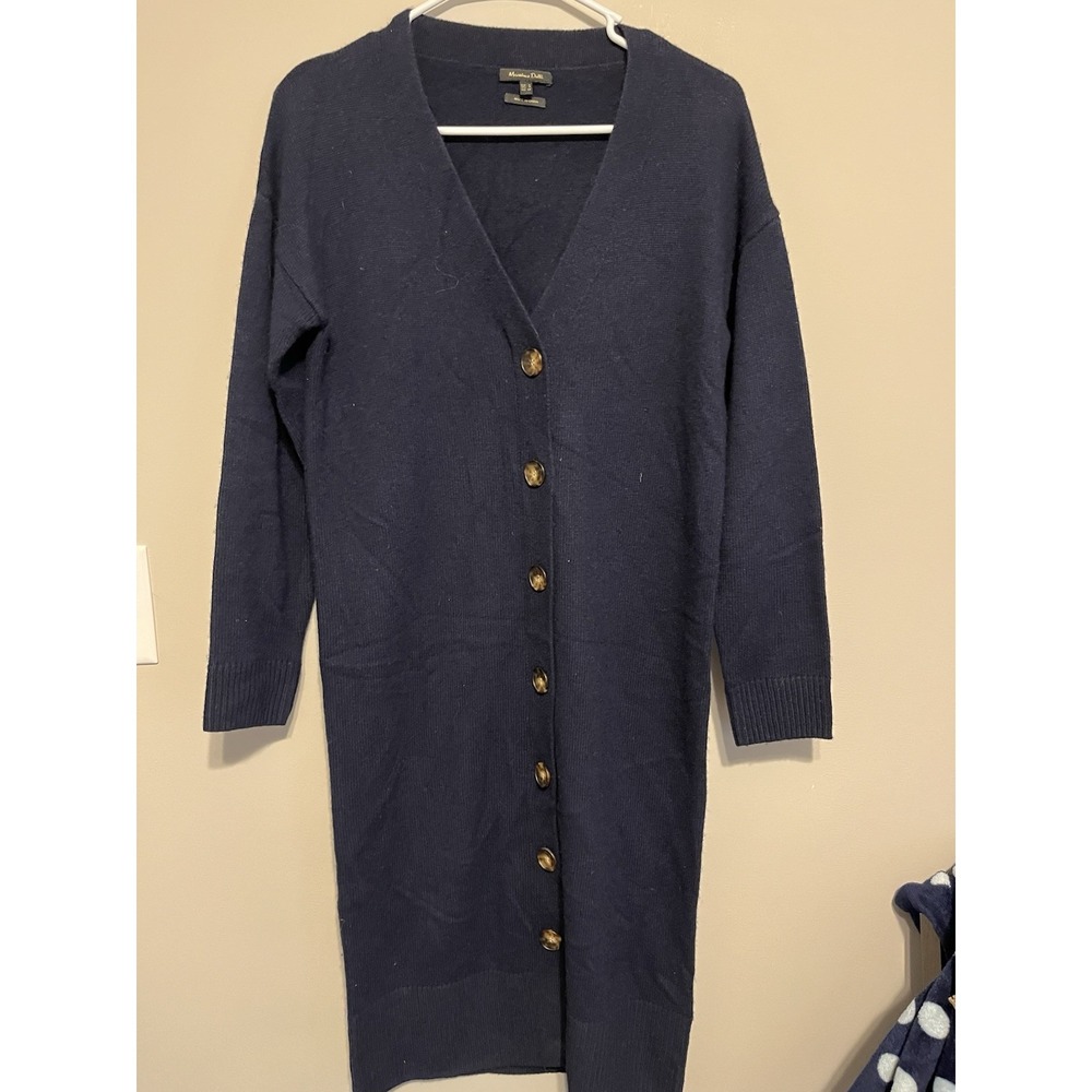 Massimo Dutti Wool Cashmere Button Sweater Dress Small Blue